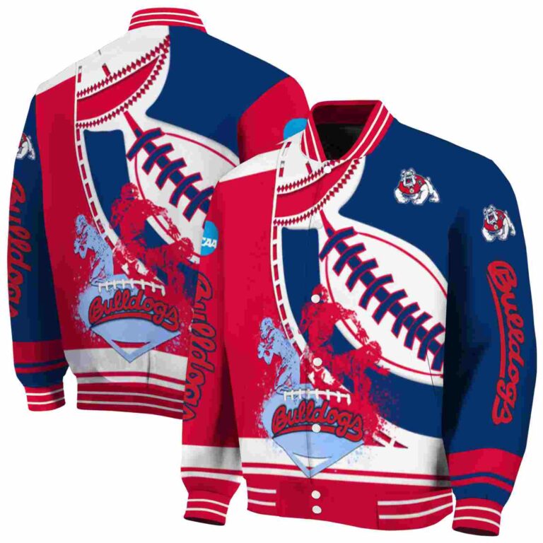 fresno state bulldogs baseball stitching blue white jacket fashion forward