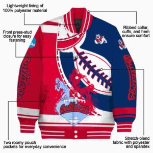 fresno state bulldogs baseball stitching blue white jacket new arrival