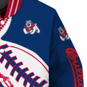 fresno state bulldogs baseball stitching blue white jacket premium grade