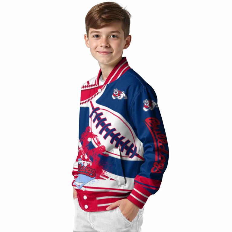 fresno state bulldogs baseball stitching blue white jacket trendy