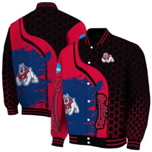 fresno state bulldogs hexagonal pattern red black jacket fashion forward