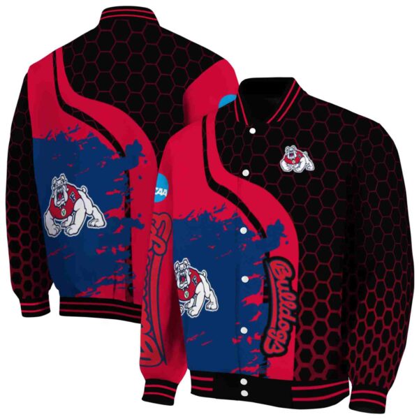 fresno state bulldogs hexagonal pattern red black jacket fashion forward