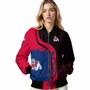 fresno state bulldogs hexagonal pattern red black jacket latest model