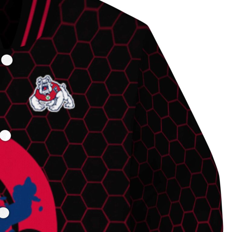 fresno state bulldogs hexagonal pattern red black jacket premium grade
