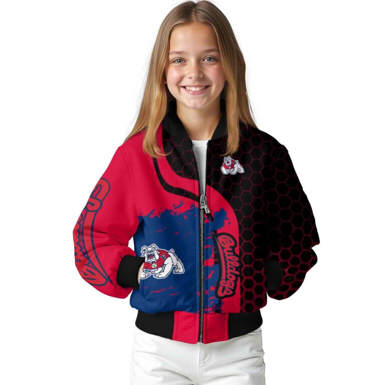 fresno state bulldogs hexagonal pattern red black jacket top rated