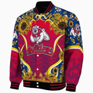 fresno state bulldogs sunflower bloom red yellow jacket best selling