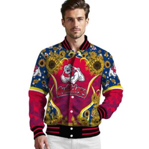 fresno state bulldogs sunflower bloom red yellow jacket high quality