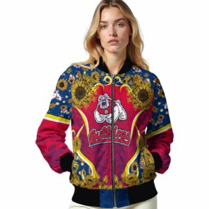fresno state bulldogs sunflower bloom red yellow jacket latest model