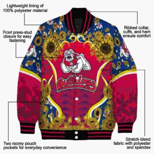 fresno state bulldogs sunflower bloom red yellow jacket new arrival