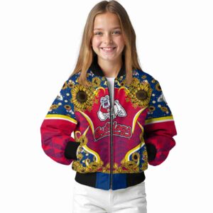 fresno state bulldogs sunflower bloom red yellow jacket top rated