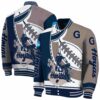 georgetown hoyas baseball stitching grey white jacket fashion forward