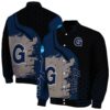 georgetown hoyas hexagonal pattern blue black jacket fashion forward