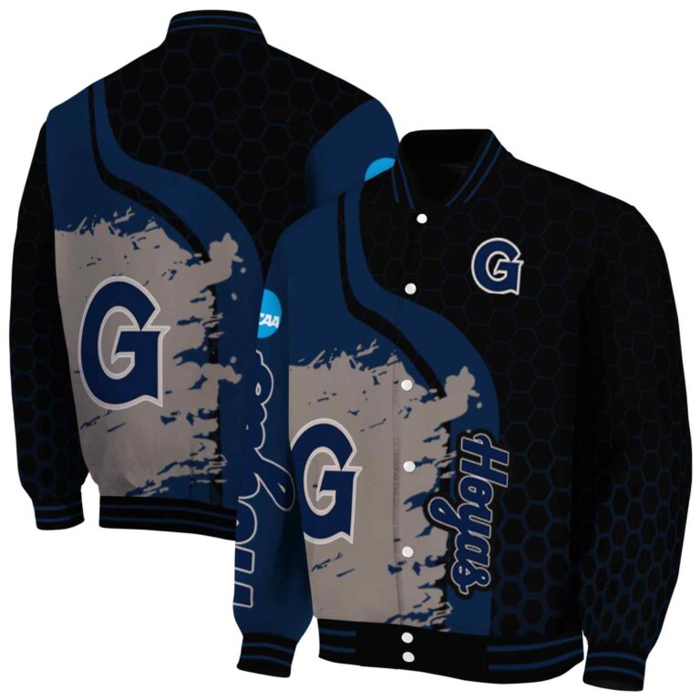 georgetown hoyas hexagonal pattern blue black jacket fashion forward