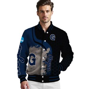 georgetown hoyas hexagonal pattern blue black jacket high quality