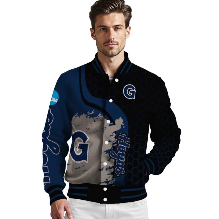 georgetown hoyas hexagonal pattern blue black jacket high quality