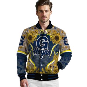 georgetown hoyas sunflower bloom blue yellow jacket high quality