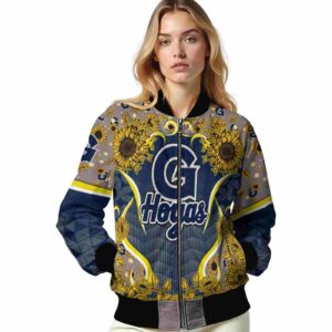 georgetown hoyas sunflower bloom blue yellow jacket latest model