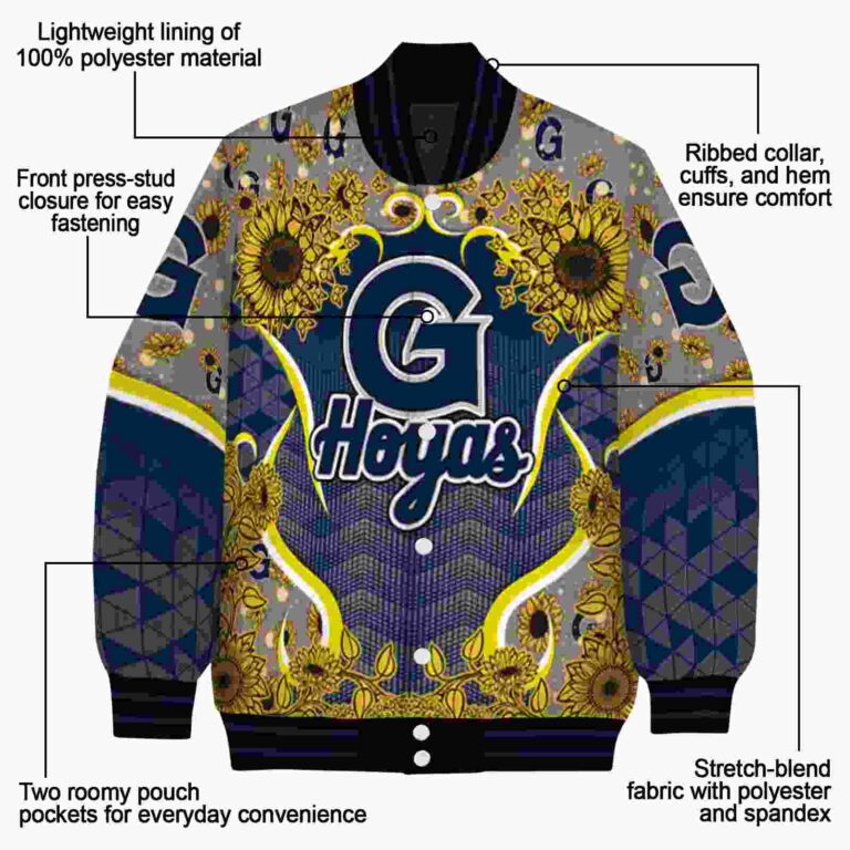 georgetown hoyas sunflower bloom blue yellow jacket new arrival