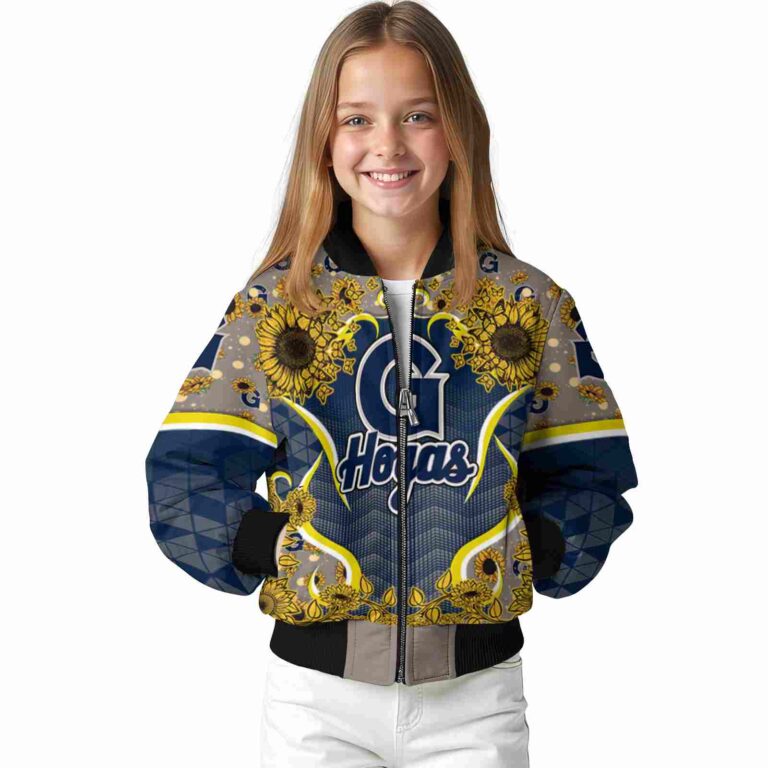 georgetown hoyas sunflower bloom blue yellow jacket top rated