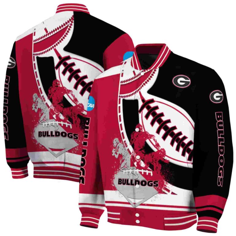 georgia bulldogs baseball stitching black white jacket fashion forward