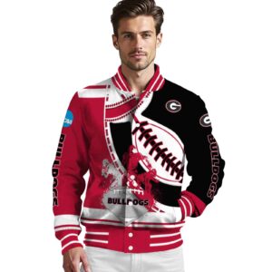 georgia bulldogs baseball stitching black white jacket high quality