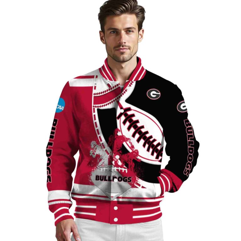 georgia bulldogs baseball stitching black white jacket high quality