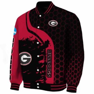 georgia bulldogs hexagonal pattern red black jacket best selling