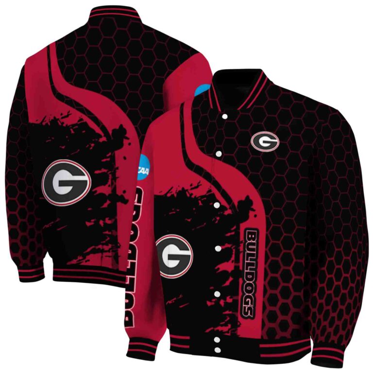 georgia bulldogs hexagonal pattern red black jacket fashion forward