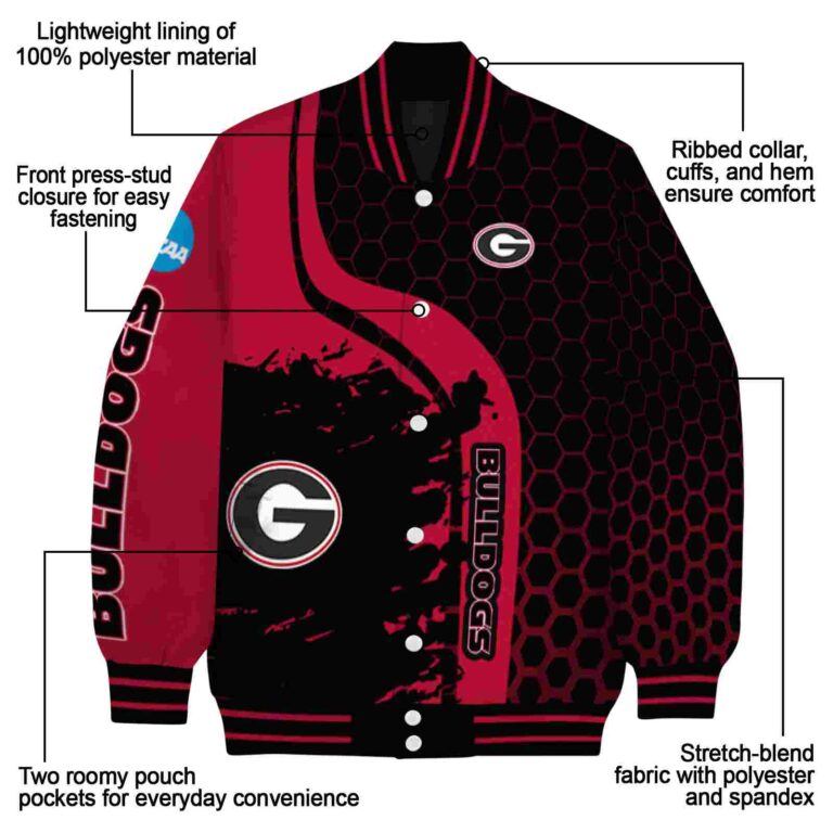georgia bulldogs hexagonal pattern red black jacket new arrival
