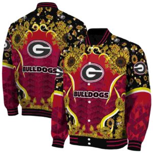 georgia bulldogs sunflower bloom red yellow jacket fashion forward
