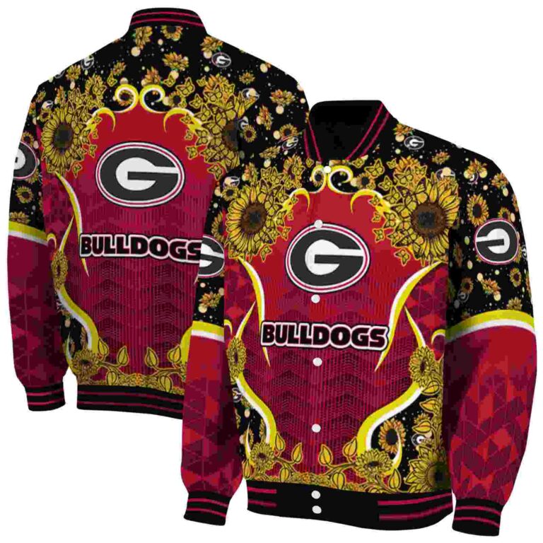 georgia bulldogs sunflower bloom red yellow jacket fashion forward