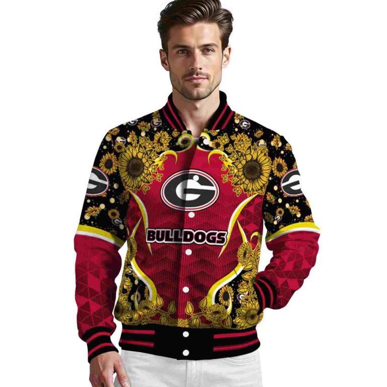 georgia bulldogs sunflower bloom red yellow jacket high quality