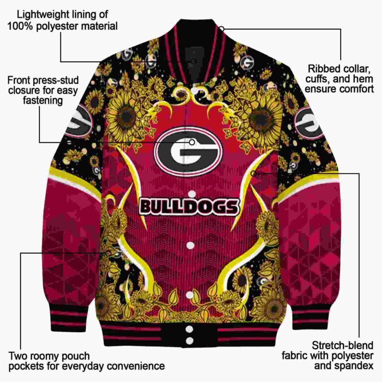 georgia bulldogs sunflower bloom red yellow jacket new arrival