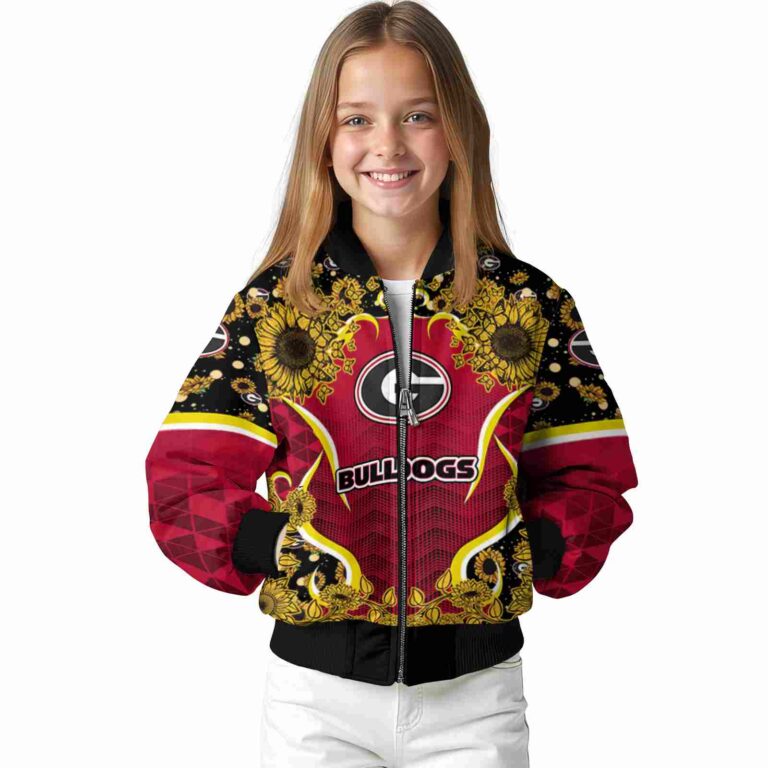 georgia bulldogs sunflower bloom red yellow jacket top rated