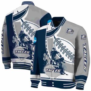 georgia southern eagles baseball stitching grey white jacket fashion forward