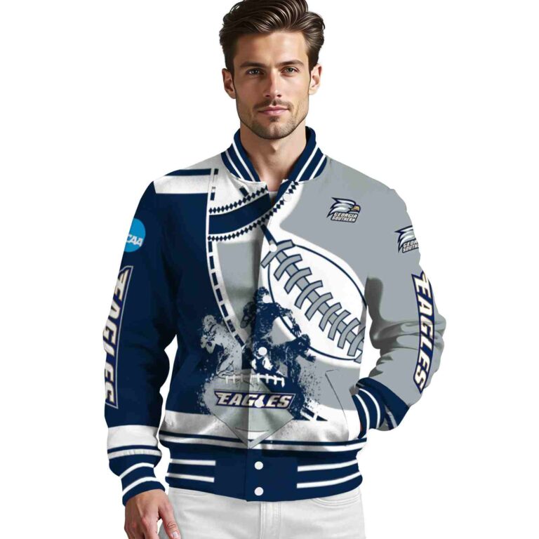georgia southern eagles baseball stitching grey white jacket high quality