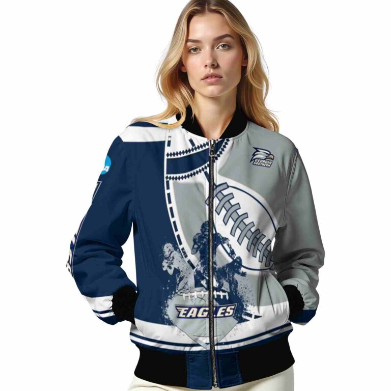 georgia southern eagles baseball stitching grey white jacket latest model