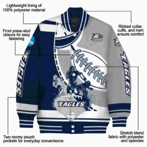 georgia southern eagles baseball stitching grey white jacket new arrival