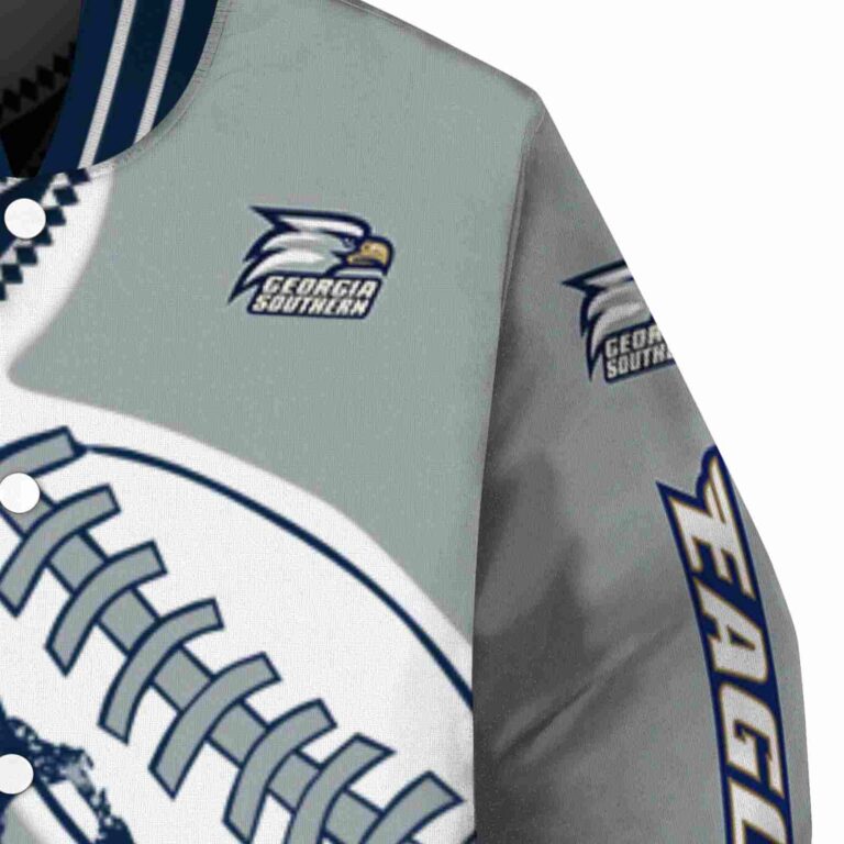 georgia southern eagles baseball stitching grey white jacket premium grade