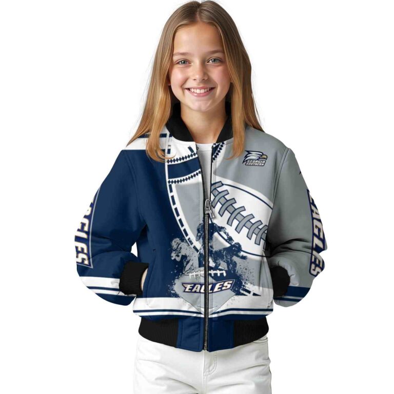 georgia southern eagles baseball stitching grey white jacket top rated