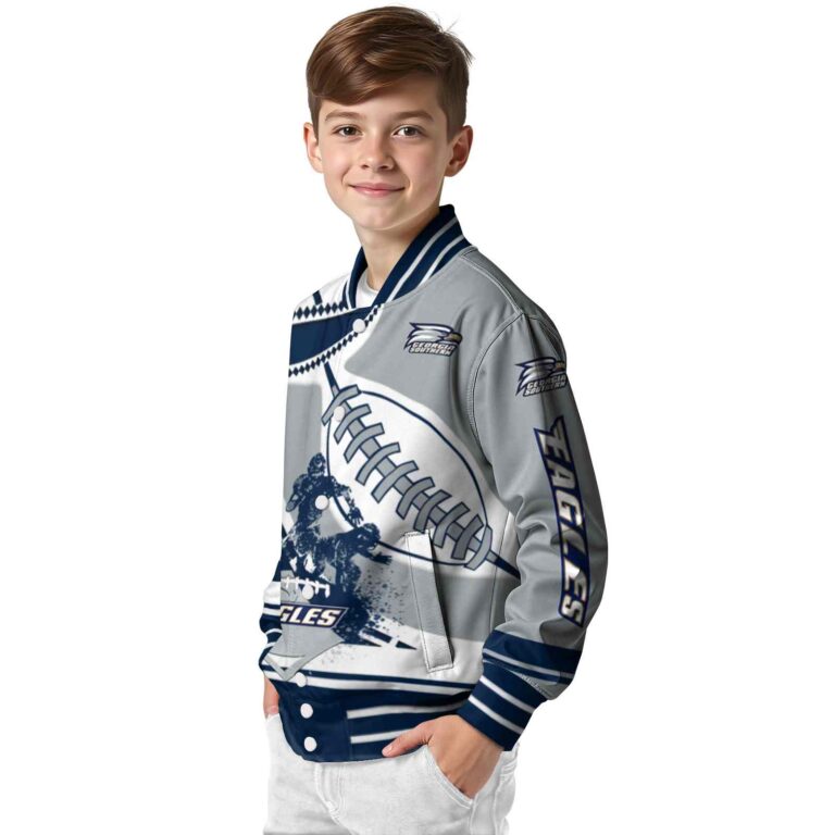 georgia southern eagles baseball stitching grey white jacket trendy
