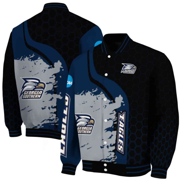 georgia southern eagles hexagonal pattern blue black jacket fashion forward