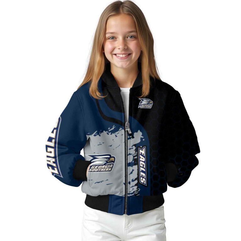 georgia southern eagles hexagonal pattern blue black jacket top rated