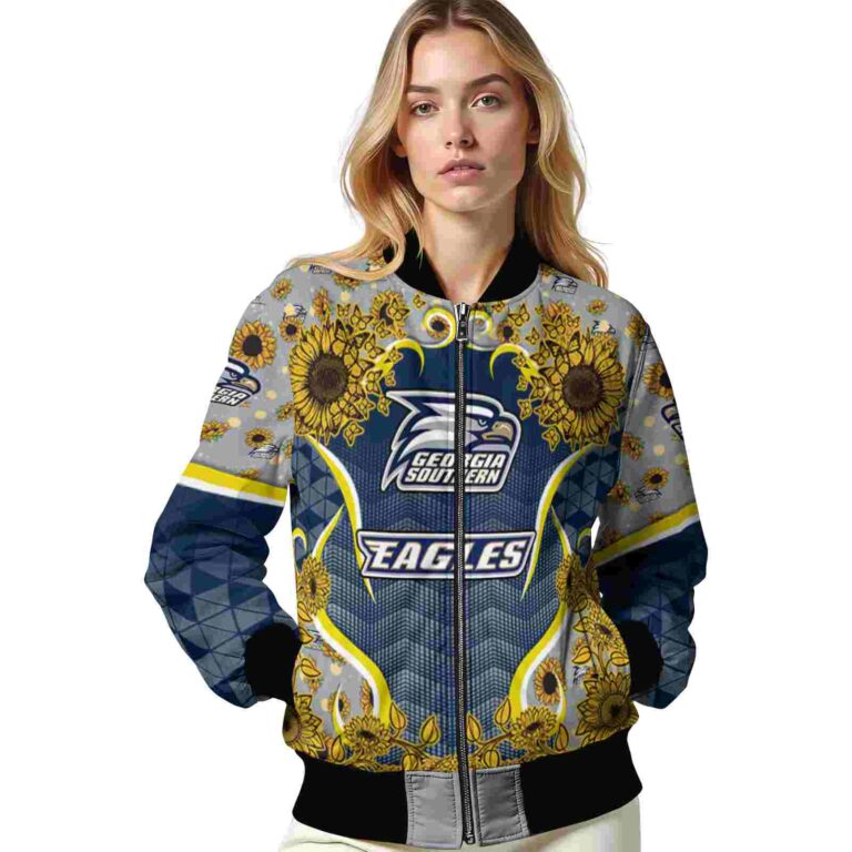 georgia southern eagles sunflower bloom blue yellow jacket latest model