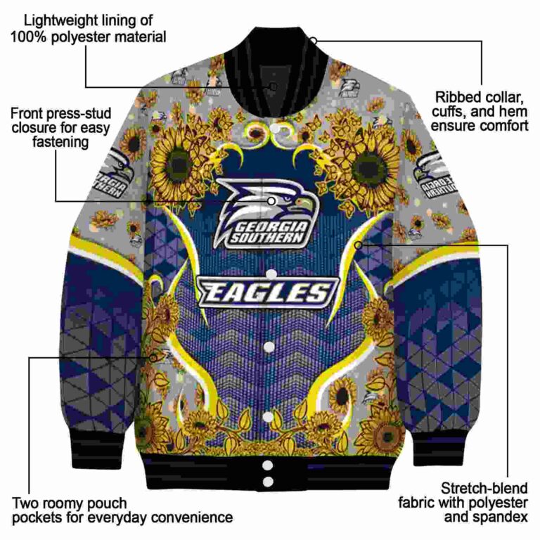 georgia southern eagles sunflower bloom blue yellow jacket new arrival