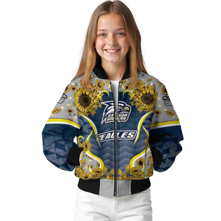georgia southern eagles sunflower bloom blue yellow jacket top rated
