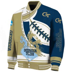 georgia tech yellow jackets baseball stitching blue white jacket best selling