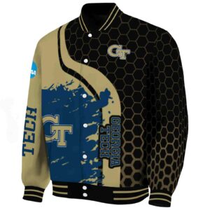 georgia tech yellow jackets hexagonal pattern gold black jacket best selling