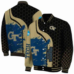 georgia tech yellow jackets hexagonal pattern gold black jacket fashion forward
