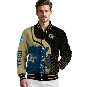 georgia tech yellow jackets hexagonal pattern gold black jacket high quality